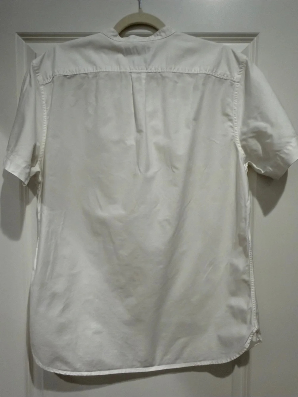 Banana Republic Men’s White Short Sleeve Button-Down Oxford Grant Fit Shirt, L